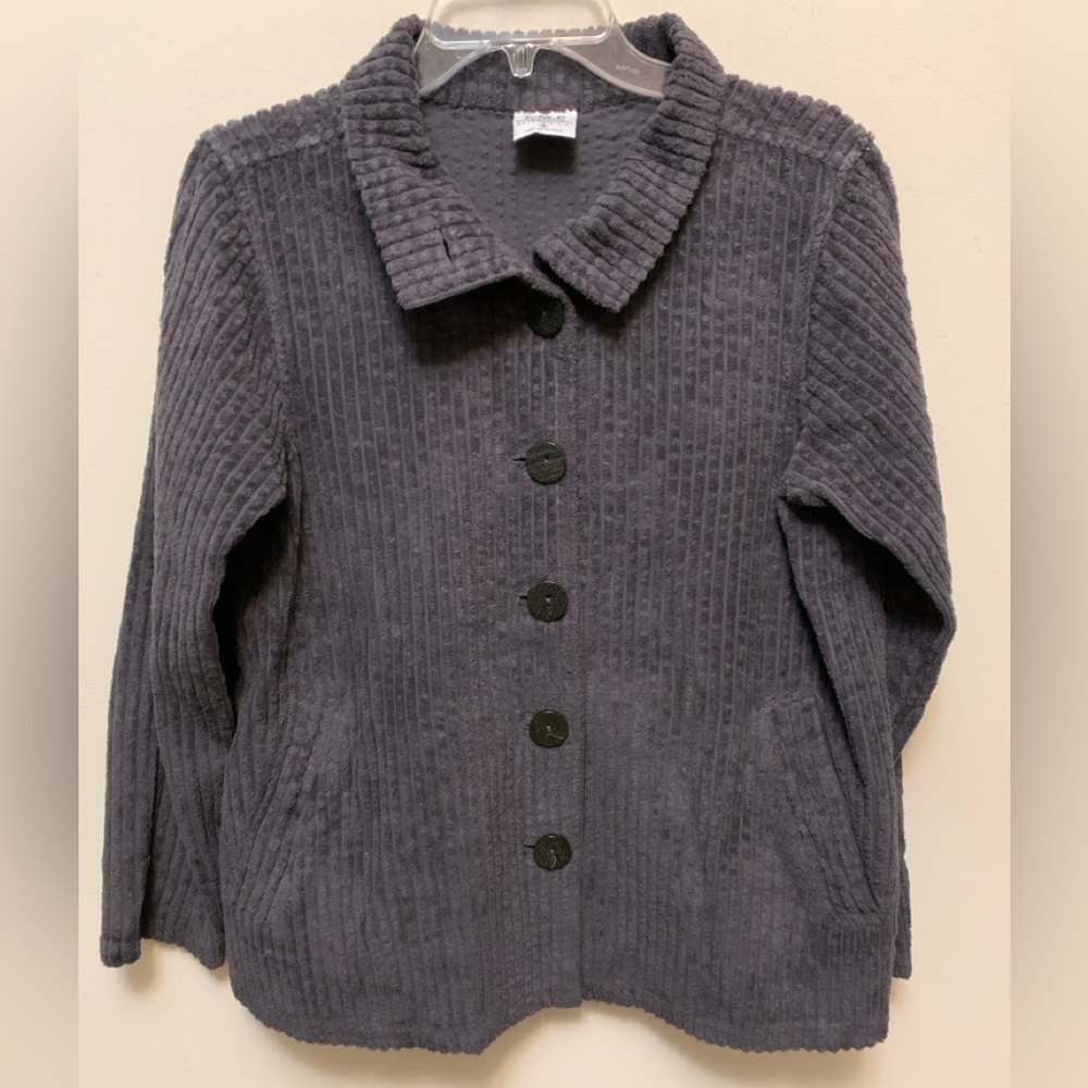 C.M.C. Oversized Purplish Gray Corduroy Button-Up Jacket